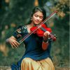 Indian Woman Posing Violin Paint By Numbers