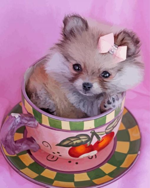 Little Puppy In Teacup Paint By Numbers