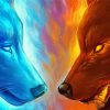Mad Fire Ice Wolves Paint By Numbers