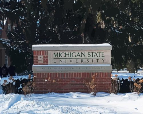 Michigan State University In Snow Paint By Numbers