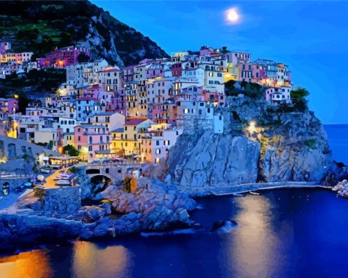 Moon Night In Manarola Paint By Numbers