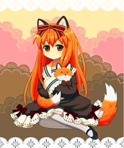 Orange Girl With Cute Fox Paint By Numbers