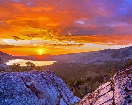 Pacific Crest Trail Sunset Landscape Paint By Numbers