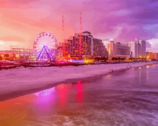 Pink Sky Daytona Beach Paint By Numbers