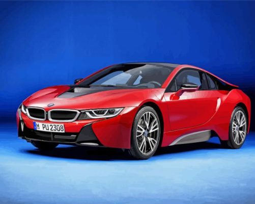 Red Bmw I8 Car Paint By Numbers