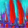 Red Sailboat Abstract Paint By Numbers