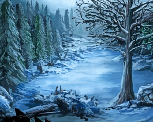 Snow Winter Forest Paint By Numbers