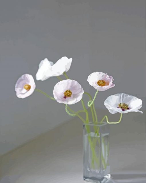 White Vase Of Poppy Paint By Numbers