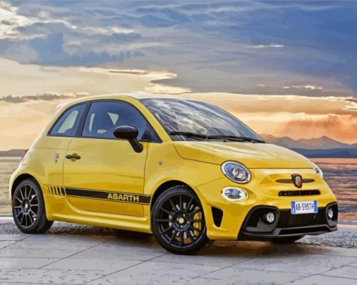 Yellow Fiat Abarth Paint By Numbers