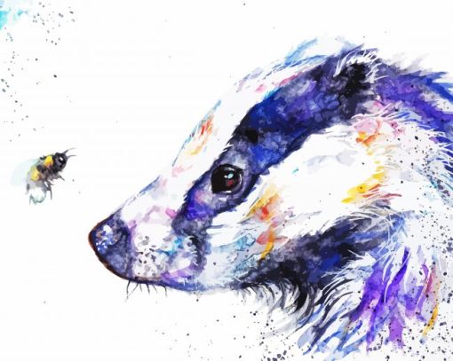 Abstract Badger With Bee Paint By Numbers