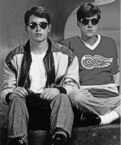 Black And White Ferris Bueller And Cameron Paint By Numbers