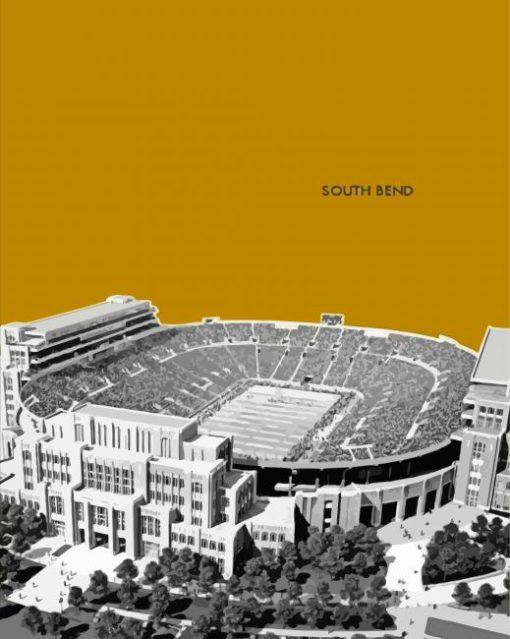 Black And White Notre Dame Stadium Poster Paint By Numbers