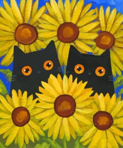 Black Cats And Sunflowers Paint By Numbers