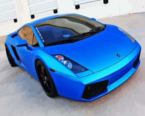 Blue Metallic Lamborghini Paint By Numbers