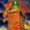 Brick Lighthouse With Green Head Art Paint By Numbers