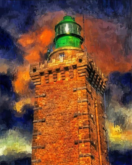 Brick Lighthouse With Green Head Art Paint By Numbers