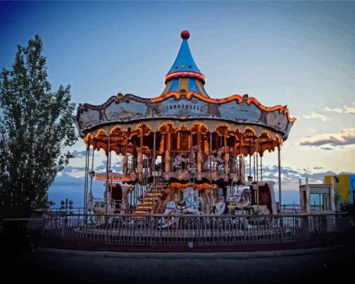 Carrousel In Mount Tibidabo Hill Paint By Numbers