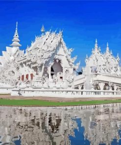 Chiang Rai White Temple Water Reflection Paint By Numbers