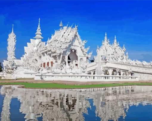 Chiang Rai White Temple Water Reflection Paint By Numbers