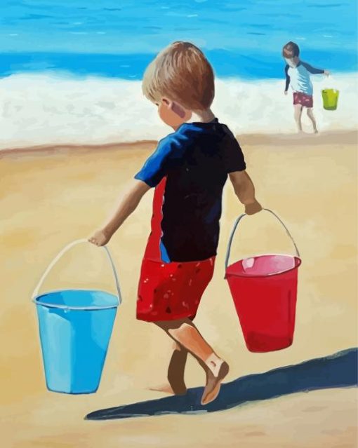 Child On Beach Paint By Numbers