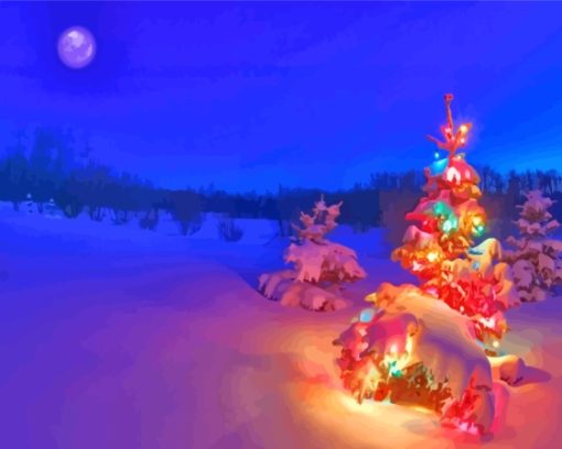 Christmas Snow Night Paint By Numbers