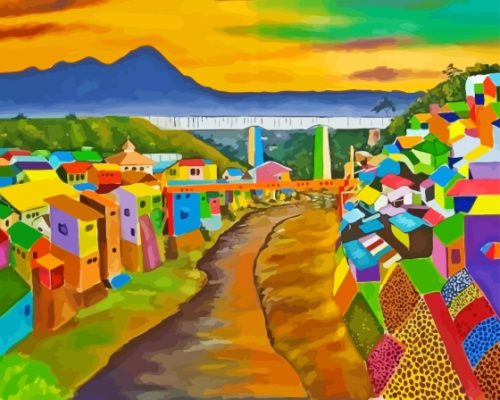 Colorful Indonesian Village Paint By Numbers