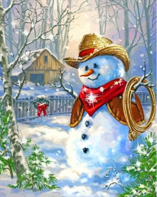 Cowboy Snowman Paint By Numbers