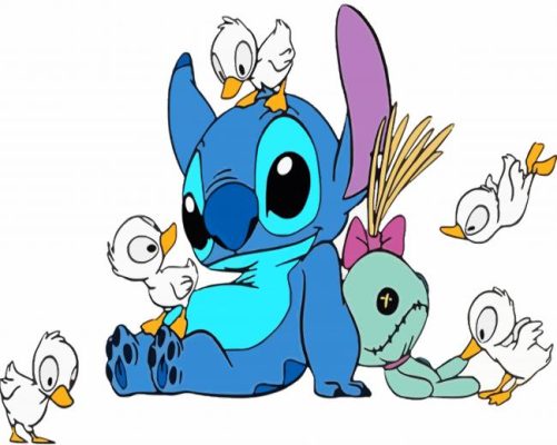 Cute Stitch With Ducks Paint By Numbers