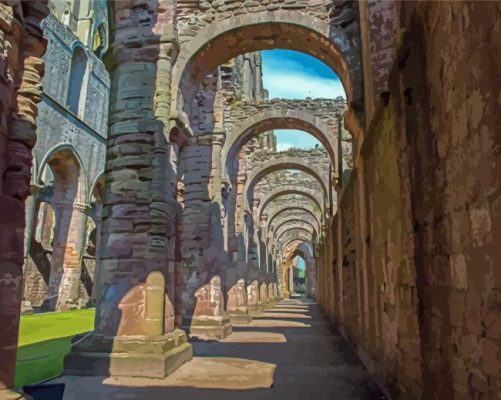 England Monastery Fountains Abbey Paint By Numbers