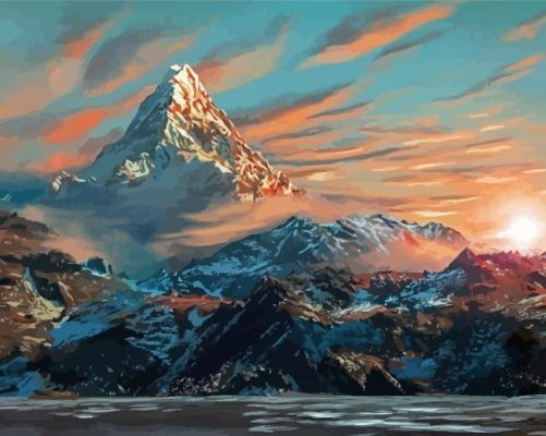 Erebor Mountains At Sunset Paint By Numbers