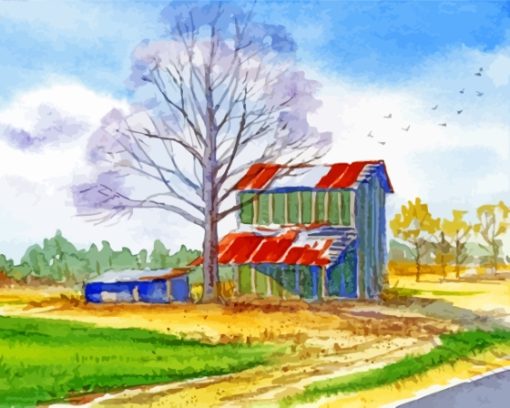 Farm Tobacco Barn Art Paint By Numbers