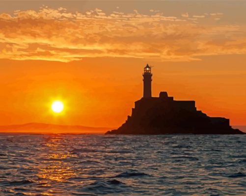 Fastnet Lighthouse At Sunset Paint By Numbers