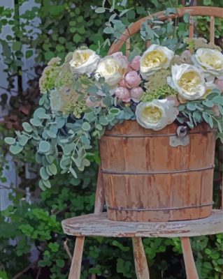 Flowers In Rustic Vase Paint By Numbers