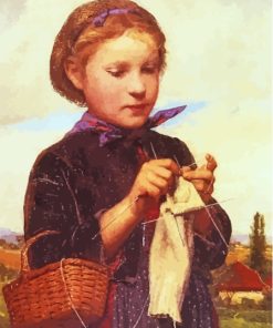 Girl Knitting Albert Anker Paint By Numbers