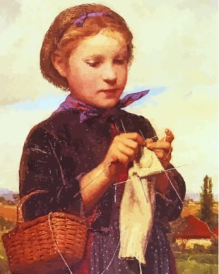 Girl Knitting Albert Anker Paint By Numbers