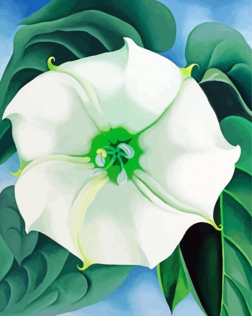 Green White Flower Paint By Numbers