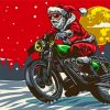 Santa With Motorcycle Paint By Numbers