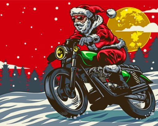 Santa With Motorcycle Paint By Numbers