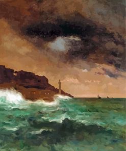 Lighthouse At Dusk By Alfred Stevens Paint By Numbers