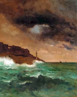 Lighthouse At Dusk By Alfred Stevens Paint By Numbers