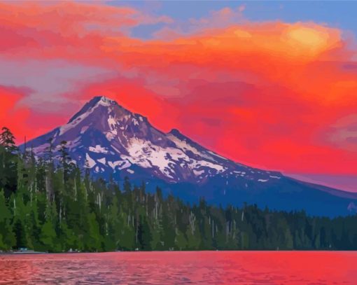 Mt Hood Lost Lake At Sunset Paint By Numbers