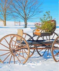 Old Wagon In The Snow Paint By Numbers