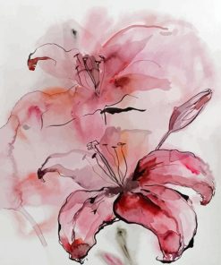 Pink Abstract Lily Paint By Numbers
