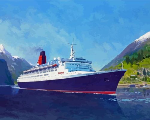 QE2 Ocean Liner Ship Art Paint By Numbers