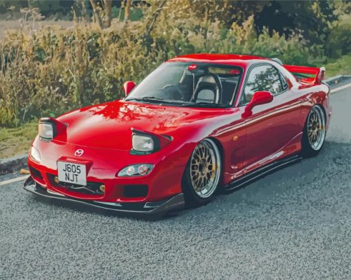 Red Mazda Rx7 Car Paint By Numbers