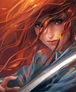 Redhead Sword Warrior Paint By Numbers