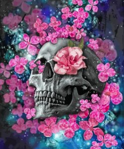 Skull And Pink Flower Eye Paint By Numbers