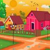 Spring Cartoon Village Paint By Numbers