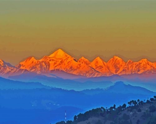 Sunset At Himalayas Paint By Numbers