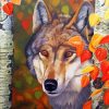 Wolf Among Birches Paint By Numbers
